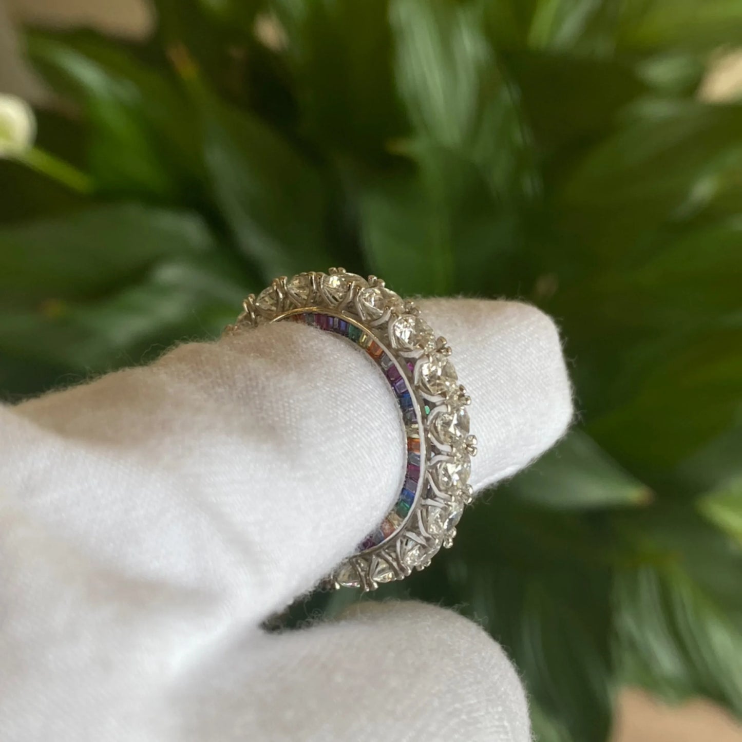 Sterling Silver eternity ring with rainbow design
