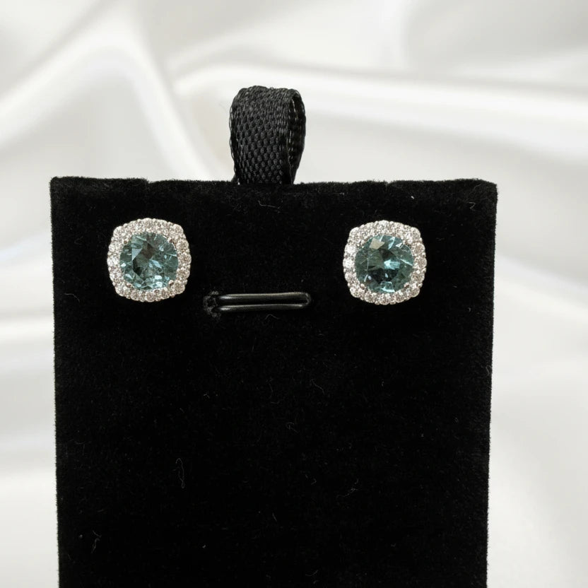 Sterling Silver blue cz earrings