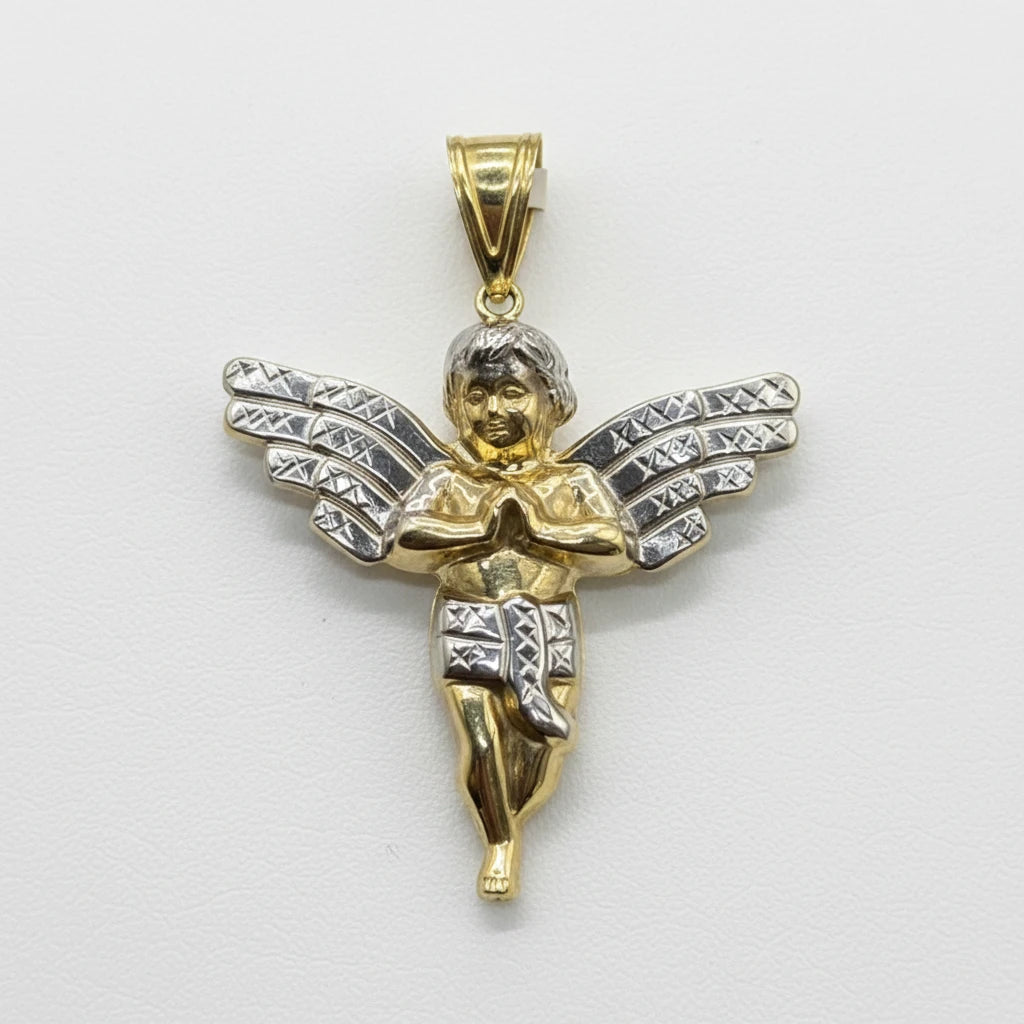 10k two tone Angel Pendant