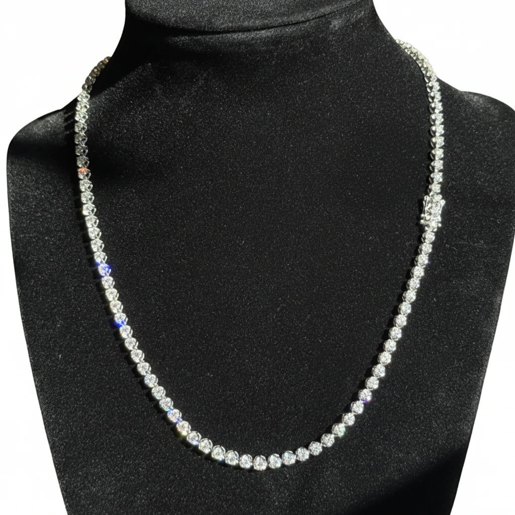 14k White Gold Tennis Necklace