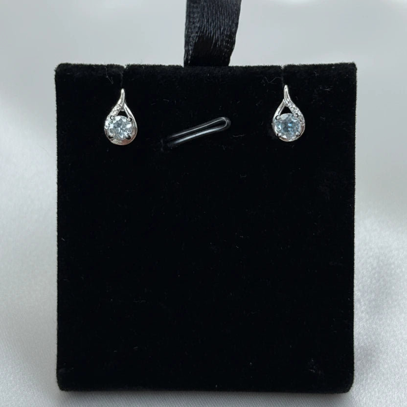 Sterling Silver Lab Diamond & blue Topaz Earrings