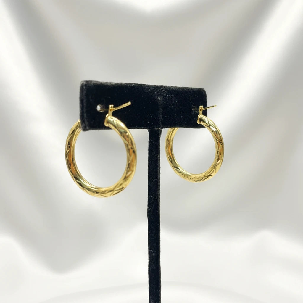 10k texture style hoop earrings