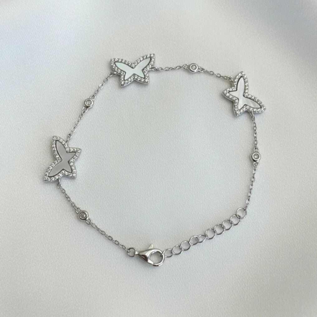 Sterling Silver Mother of Pearl butterfly bracelet