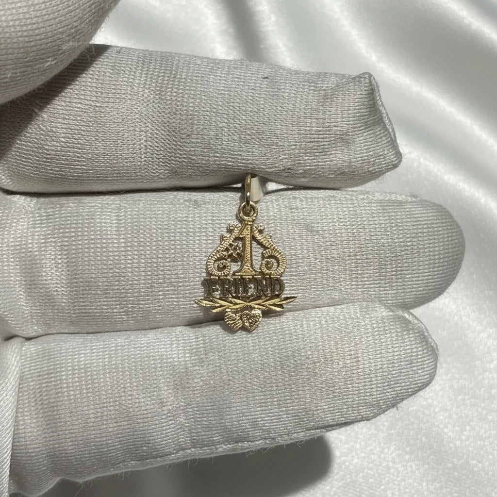 14k “#1 Friend” pendant