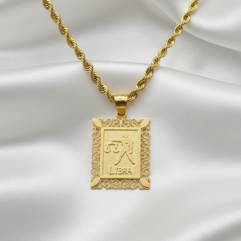 10k libra zodiac pendant