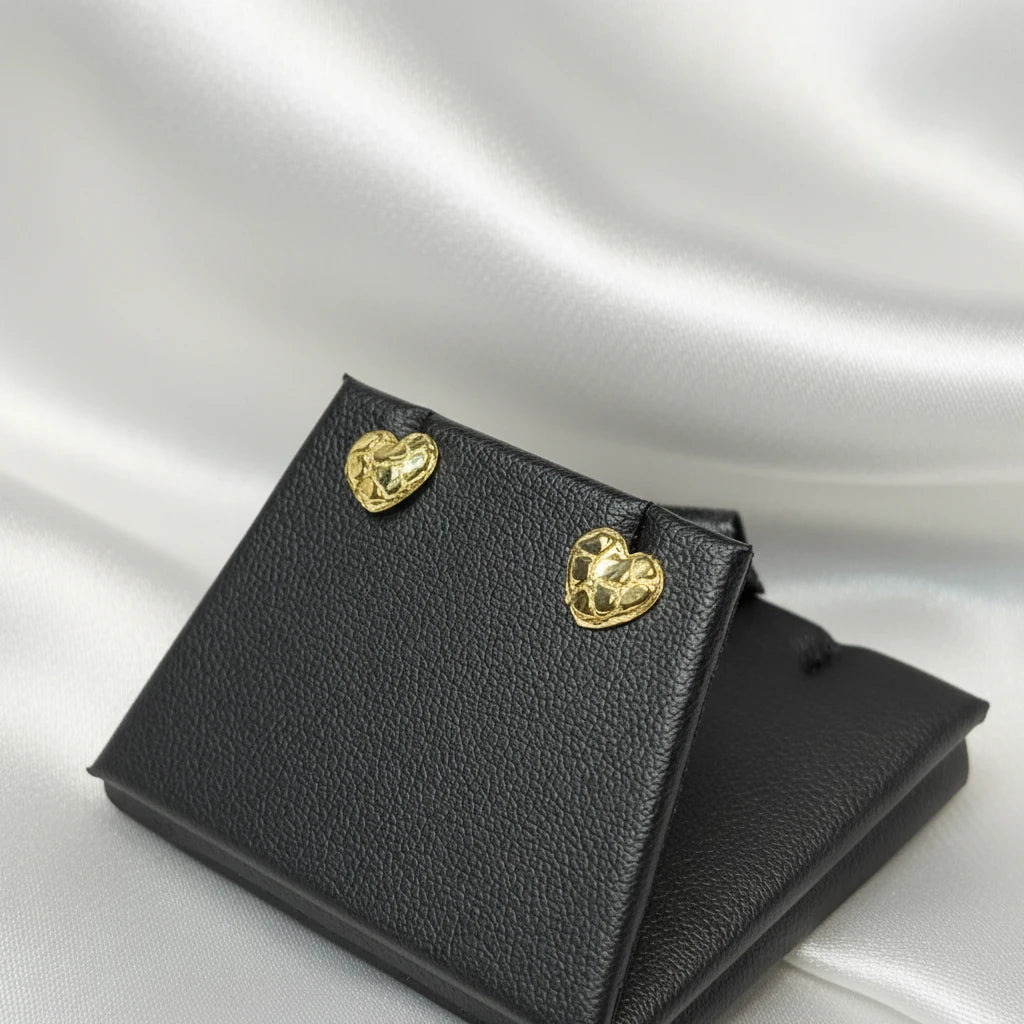 10k Nugget Heart Earrings