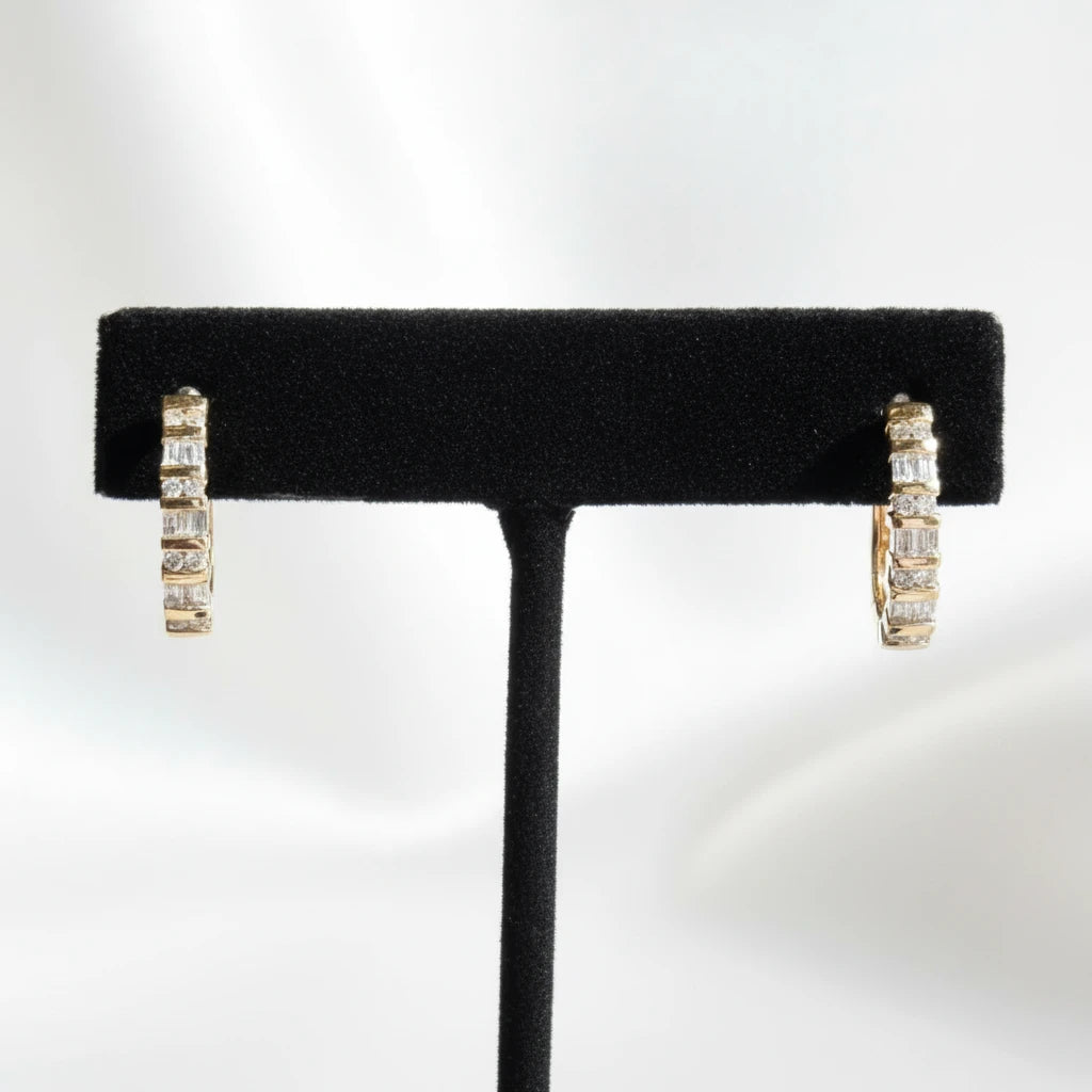 14k Diamond Hoop earrings