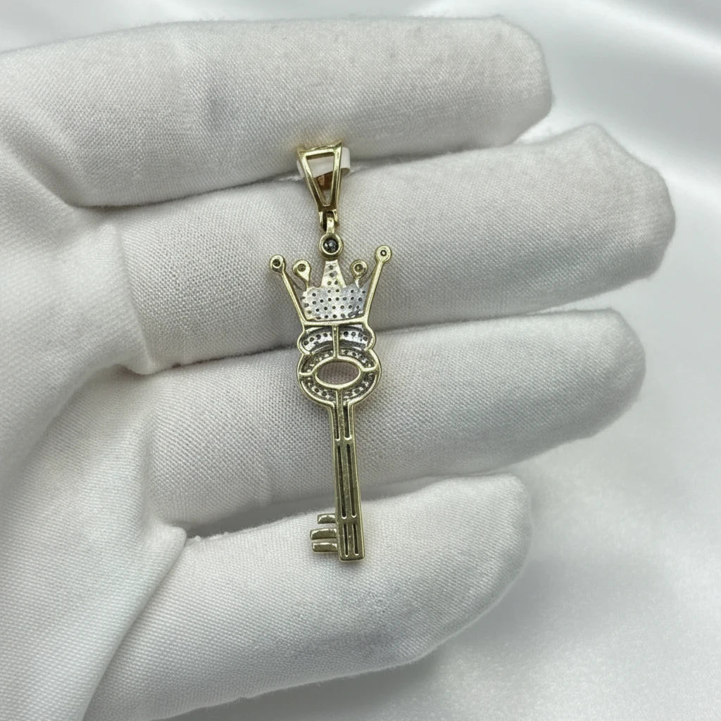 10k Diamond Key Pendant