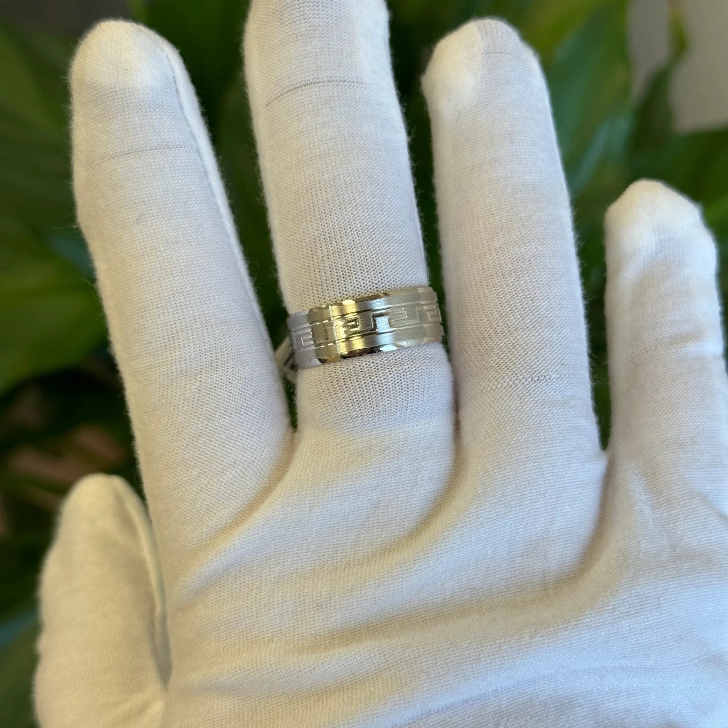 Sterling Silver Greek key design ring