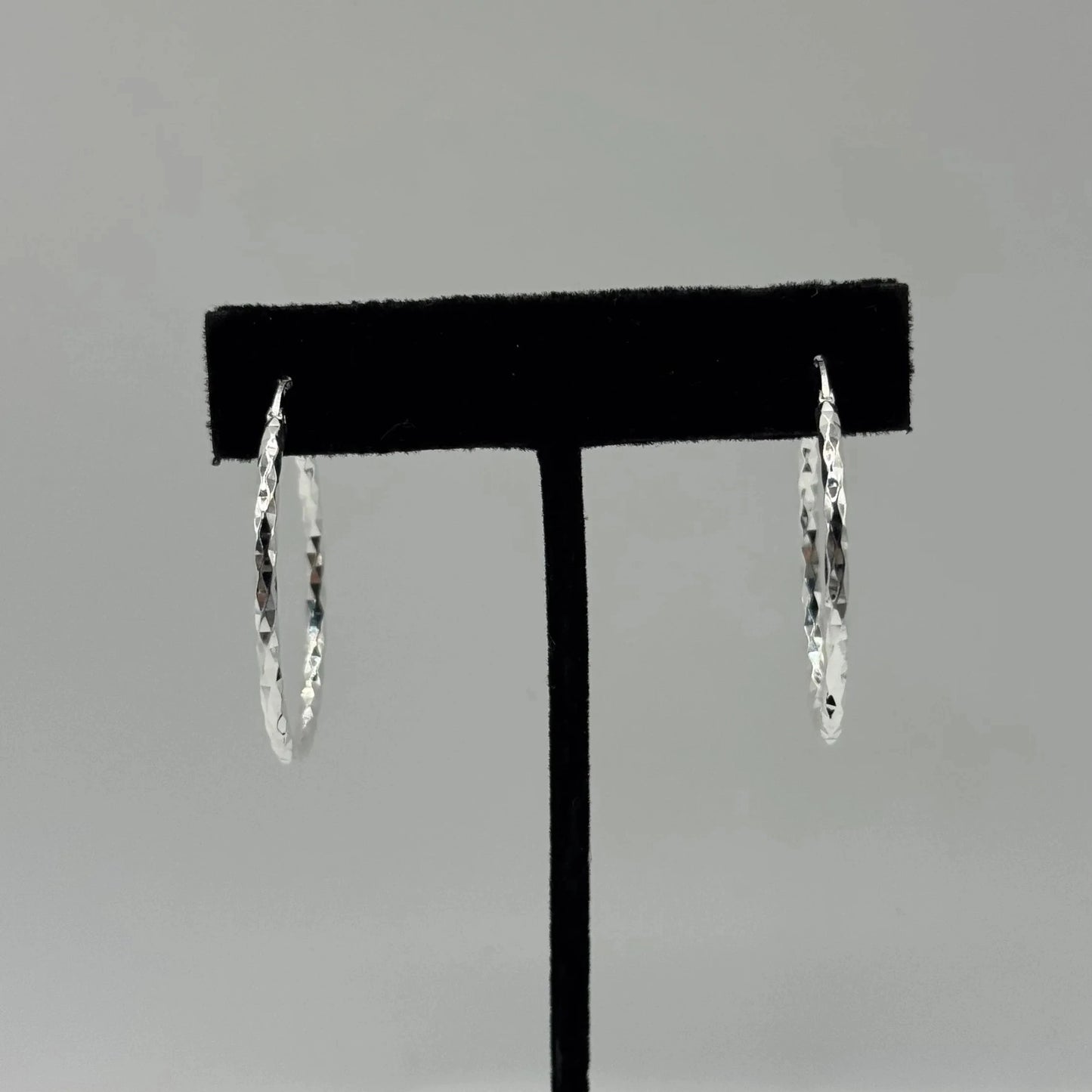 Sterling Silver Diamond Cut Hoop Earrings