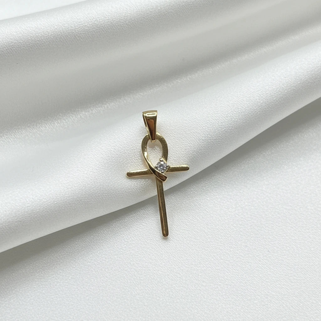 14k Diamond Ankh Pendant
