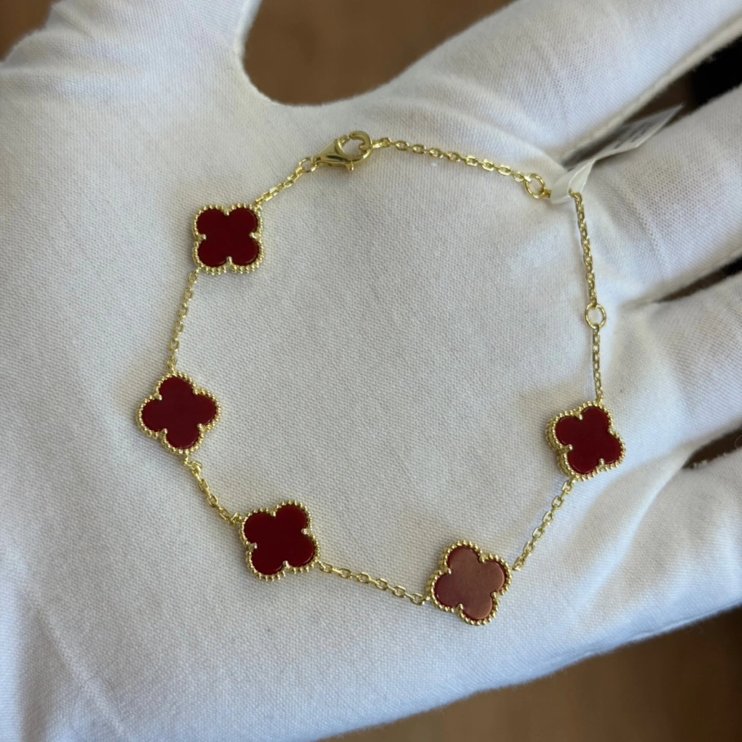 14k Over Sterling Silver four leaf Clover Bracelet