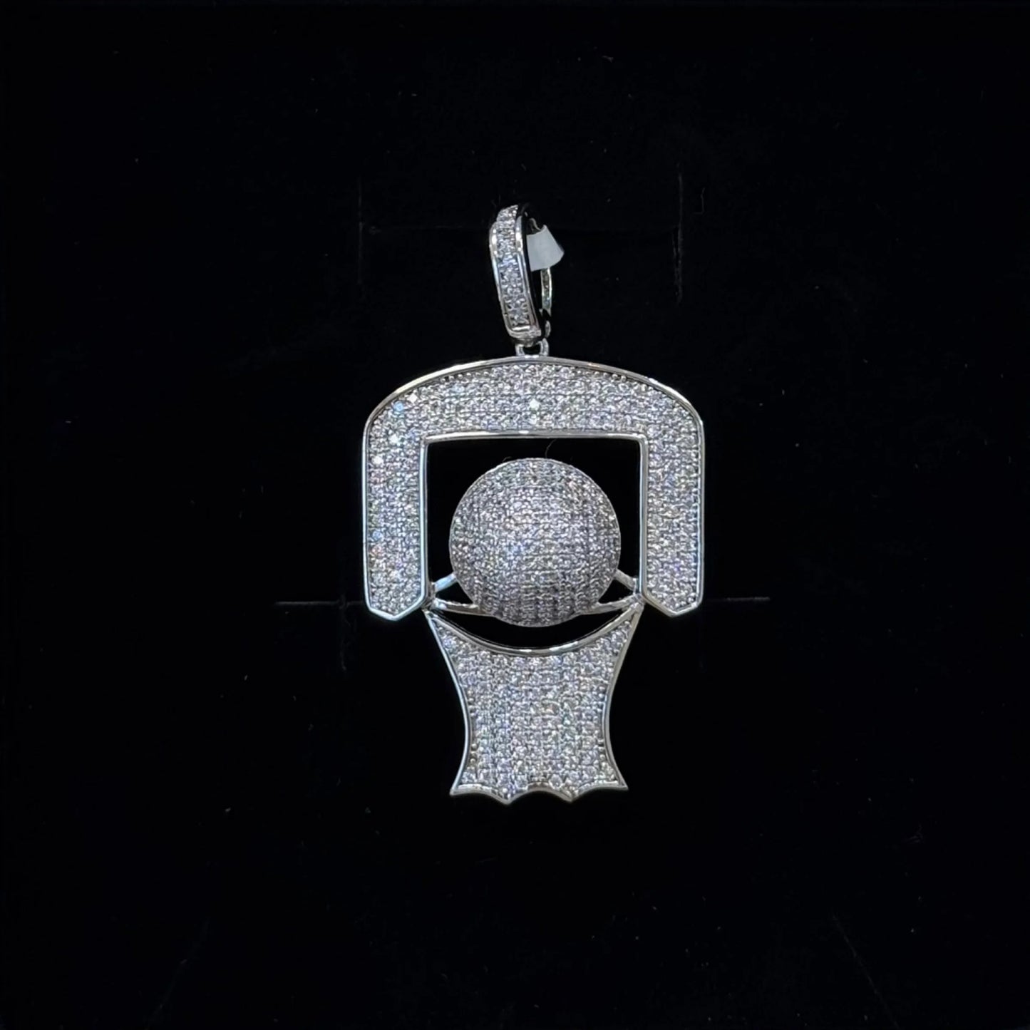 Sterling Silver CZ basketball pendant