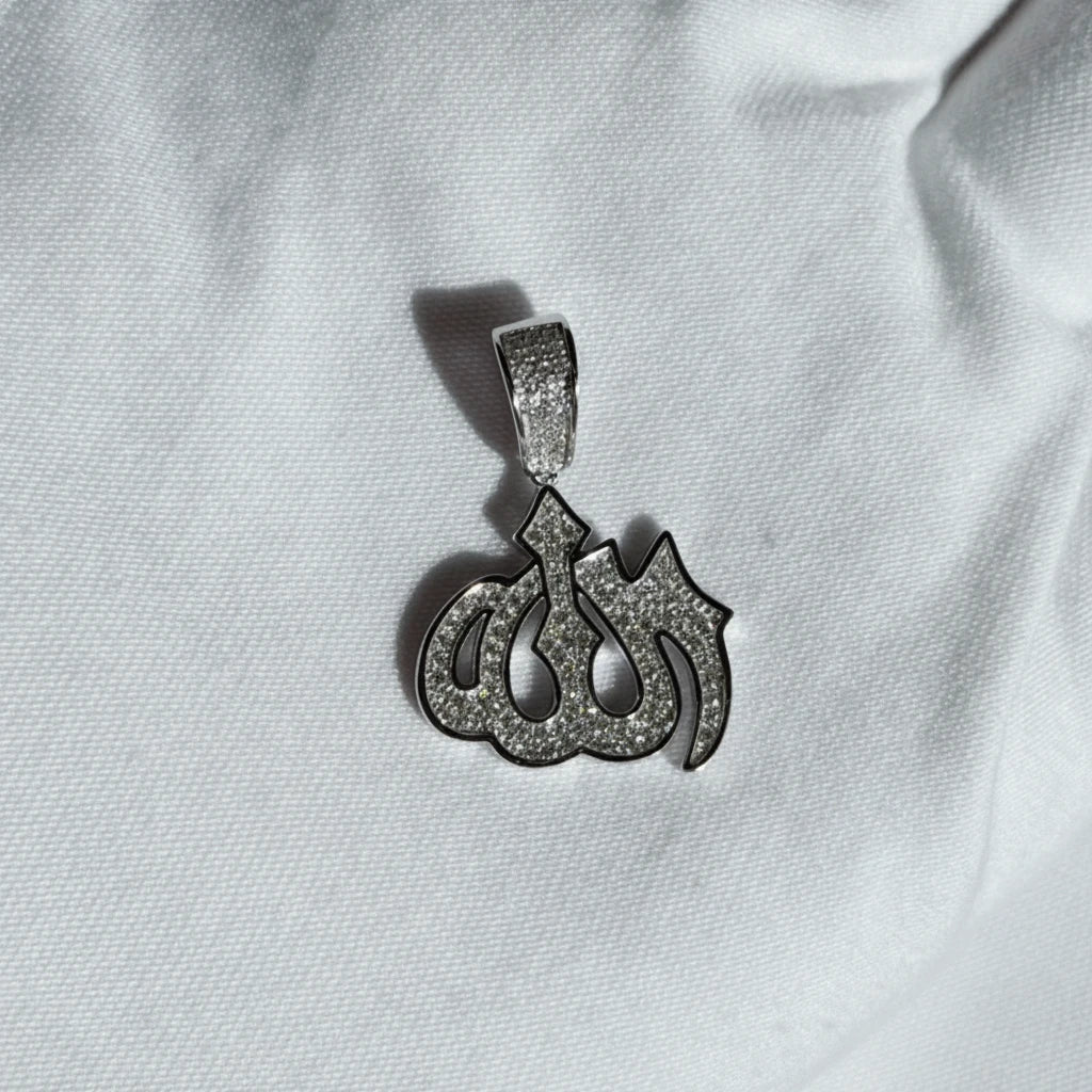 Sterling Silver Allah cz pendant