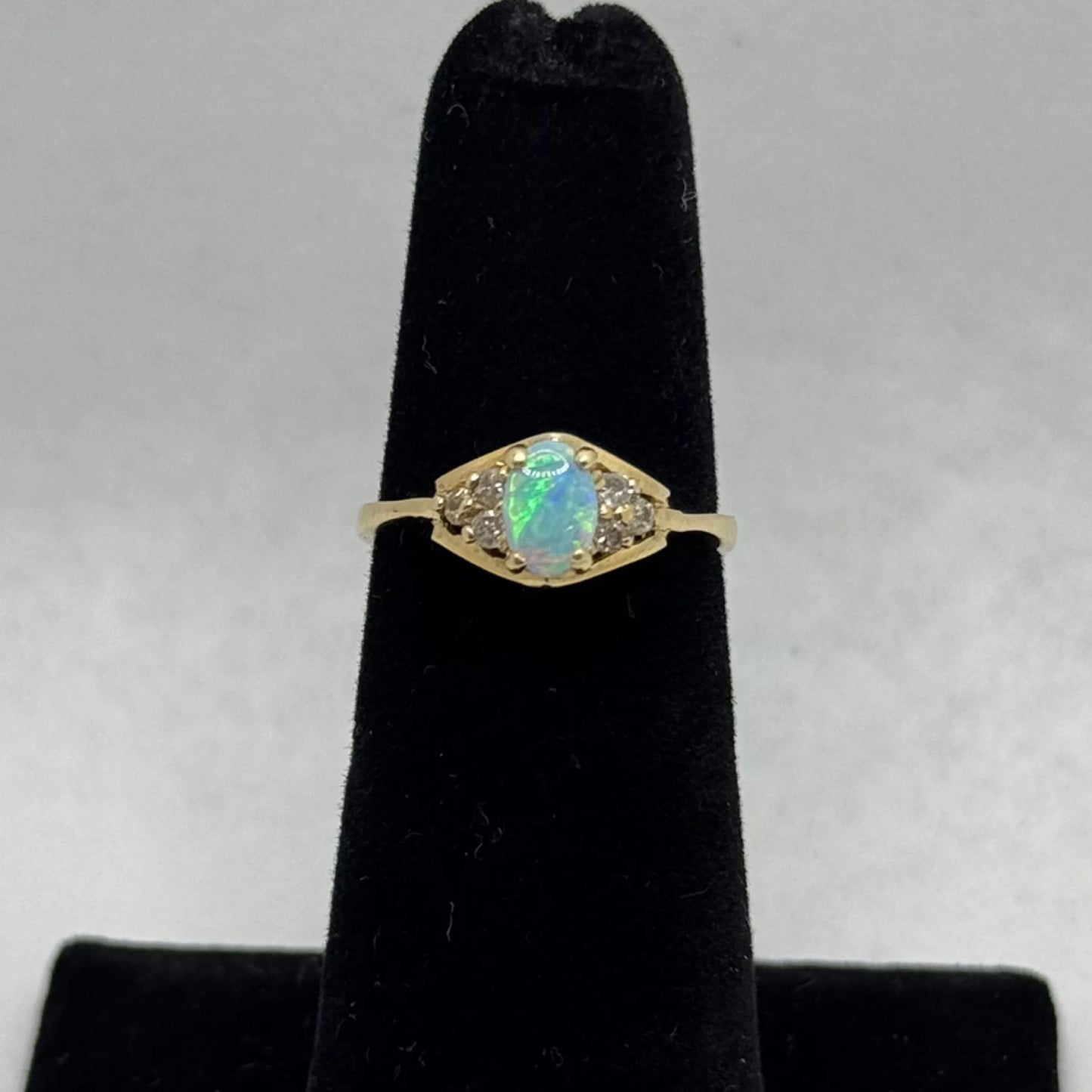 14k Diamond & Opal Ring