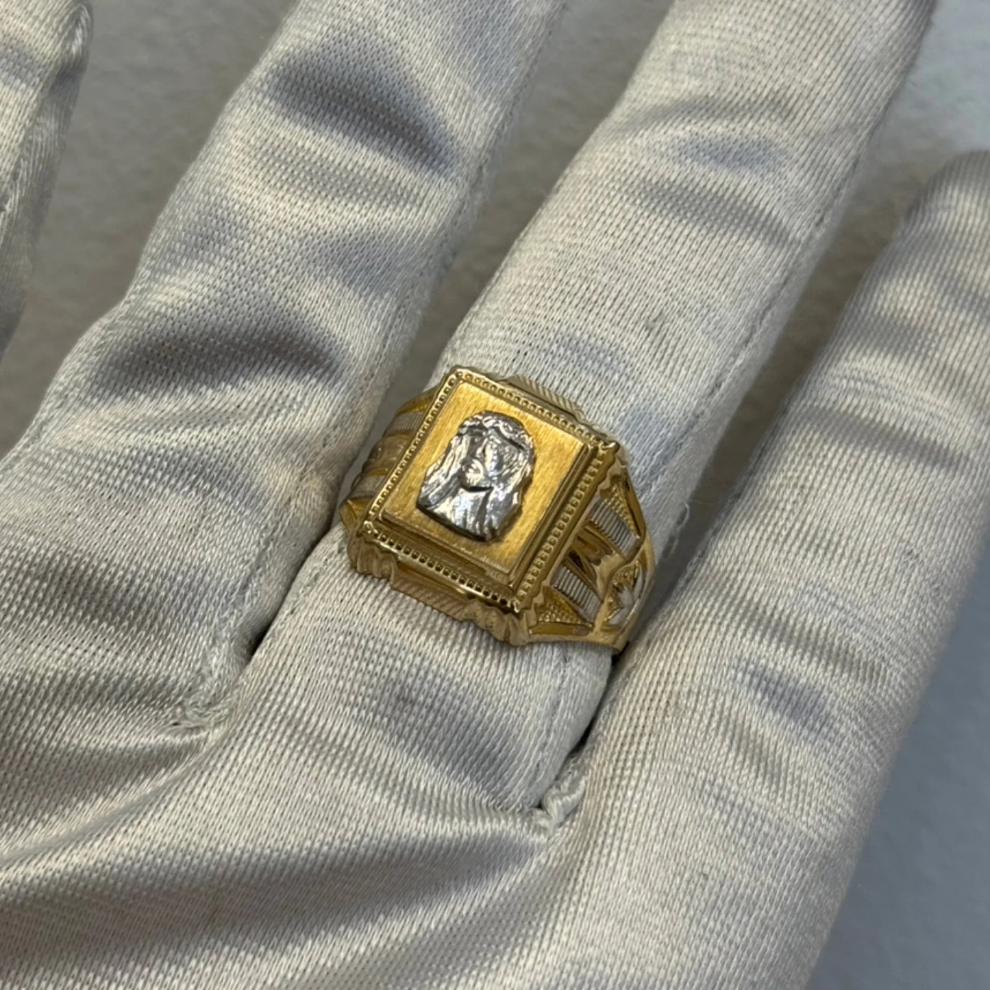 10k two tone religious ring