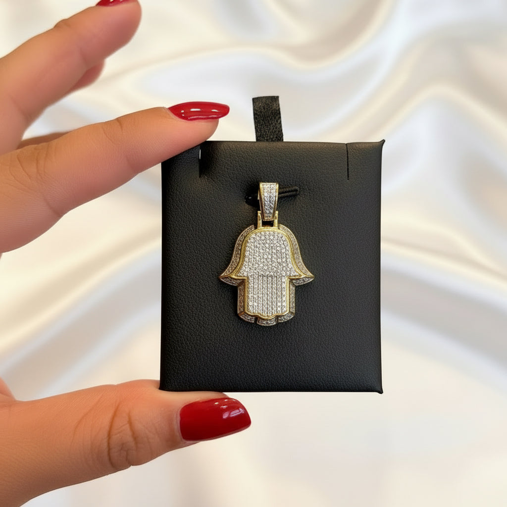 10k Diamond Hamsa Hand pendant