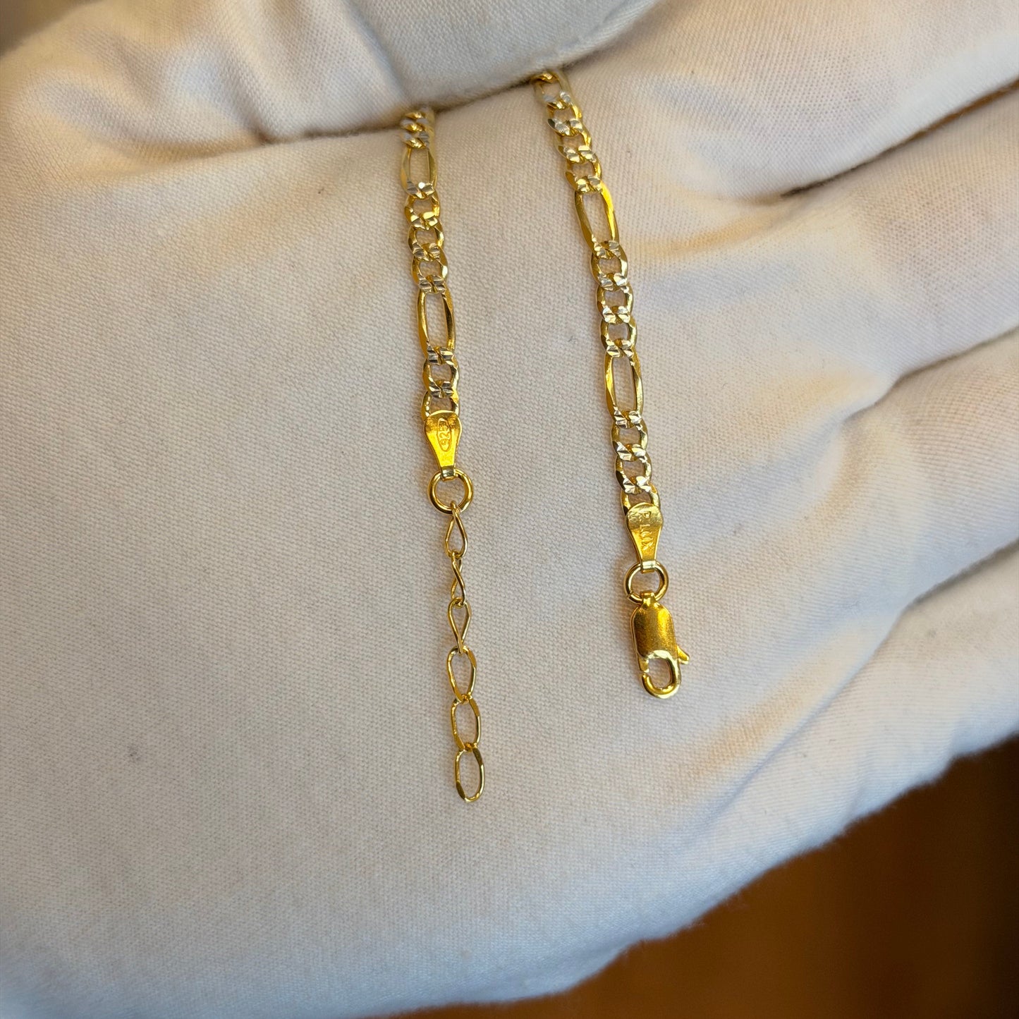 Sterling Silver Diamond Cut Figaro Anklet