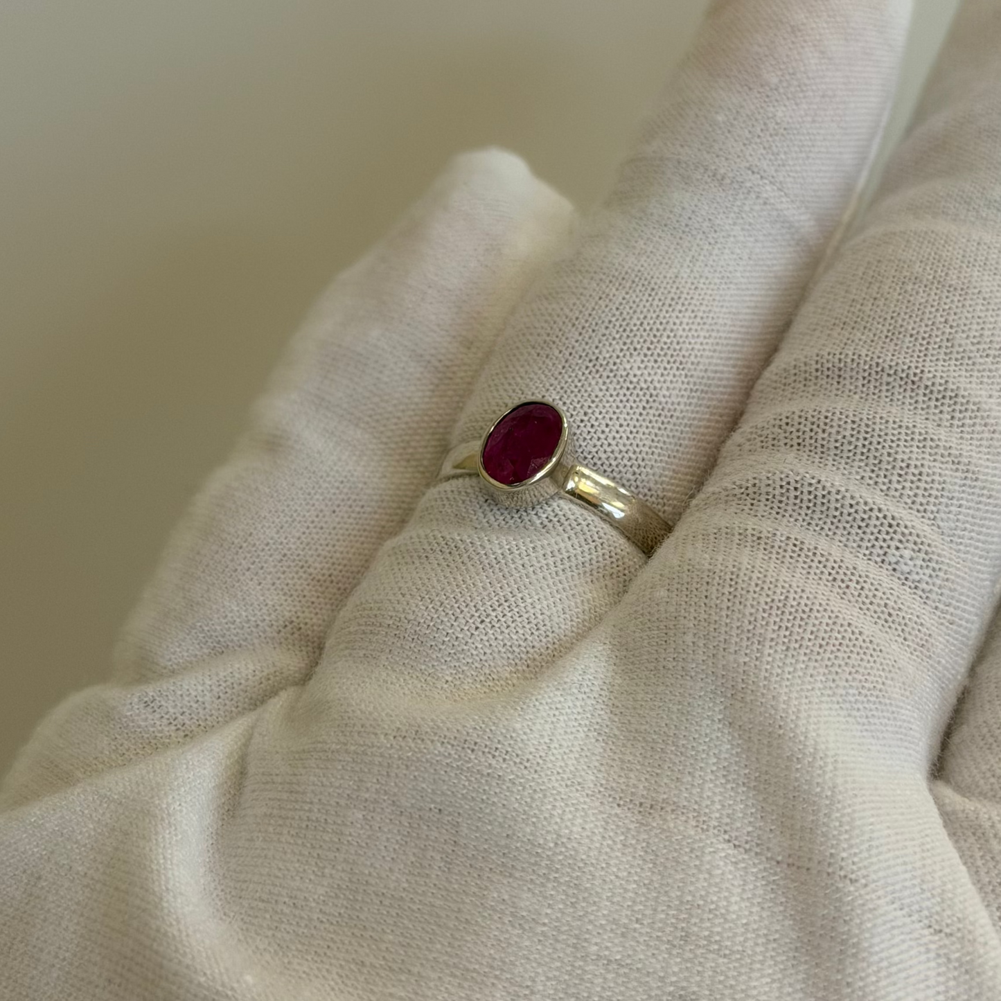 Sterling Silver African Ruby Ring