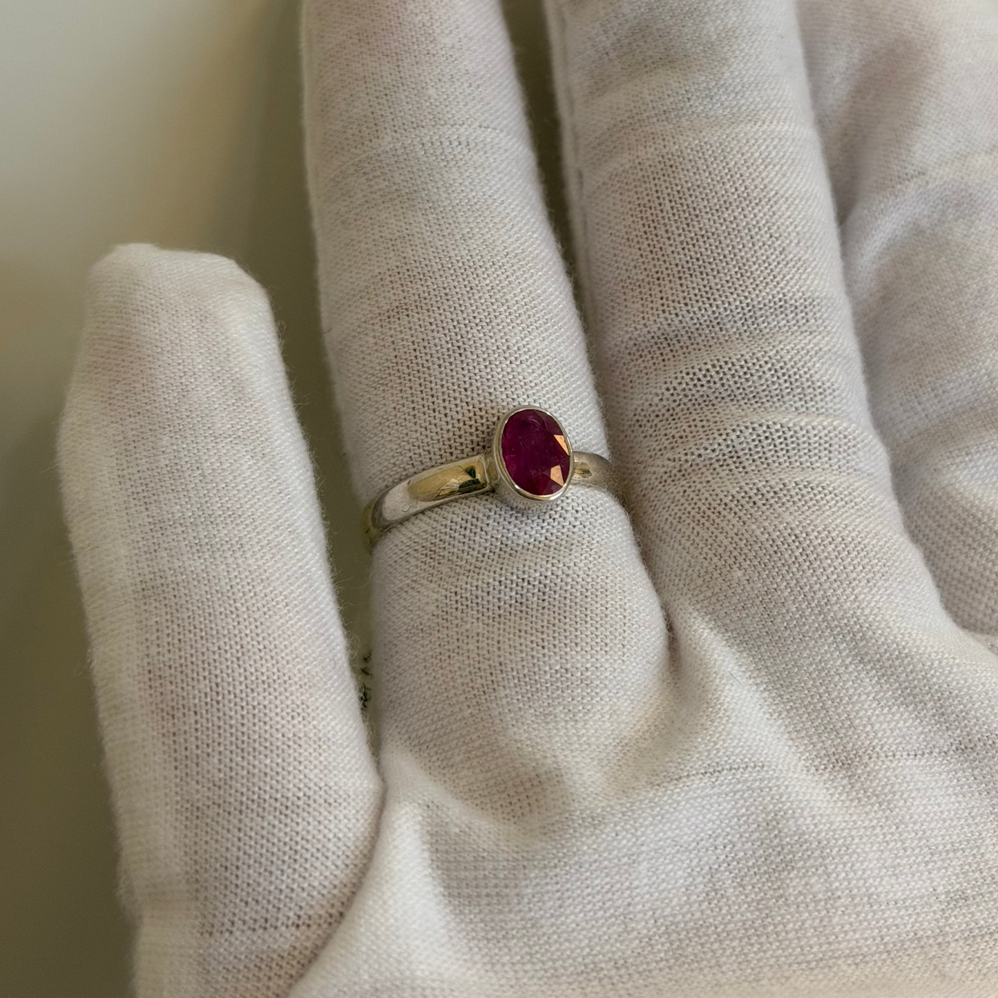 Sterling Silver African Ruby Ring