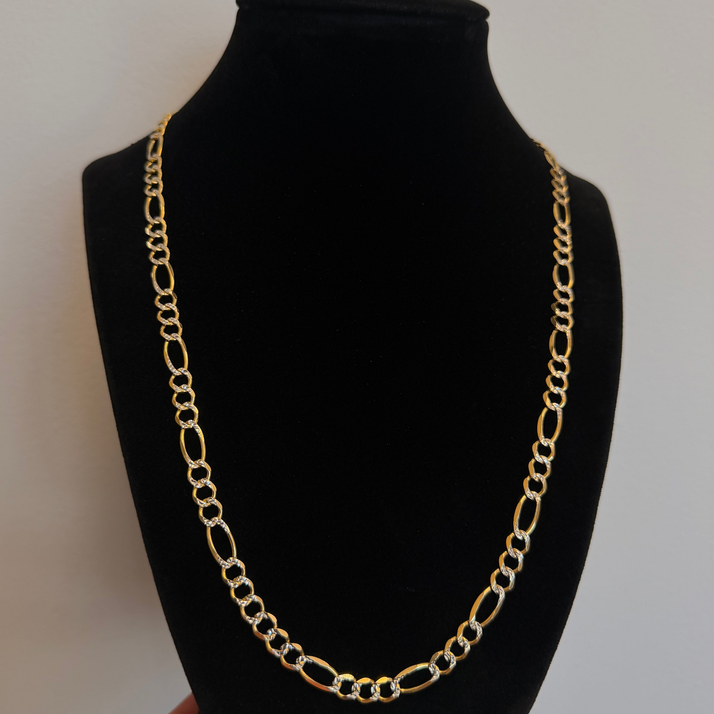 10k Diamond Cut Figaro Necklace
