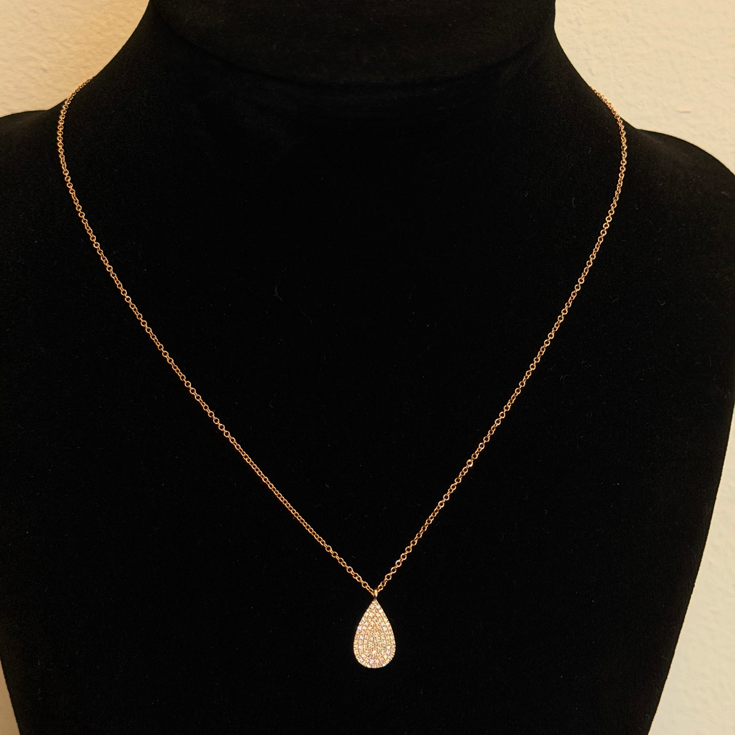 14k Rose Gold Necklace & Diamond Pendant
