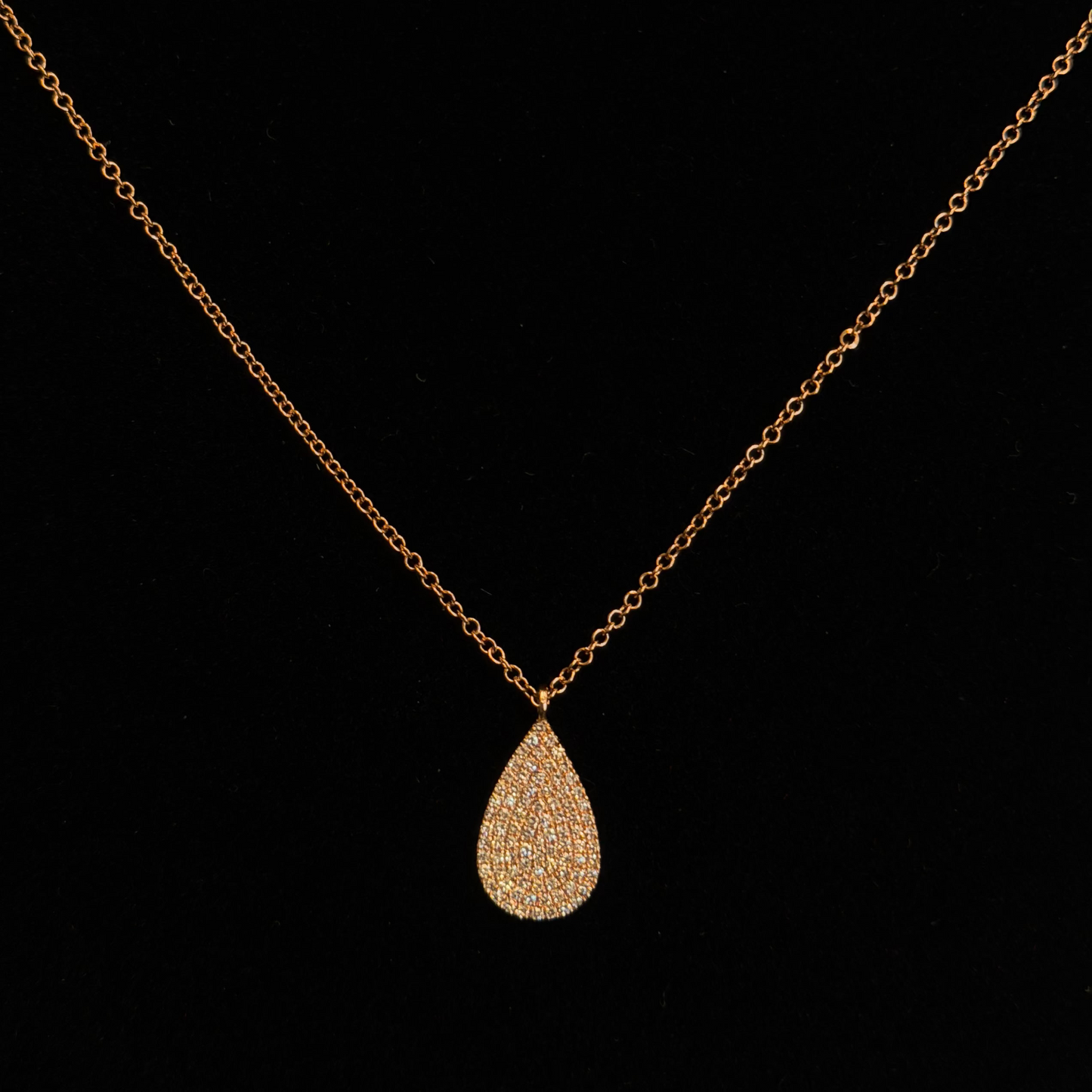 14k Rose Gold Necklace & Diamond Pendant