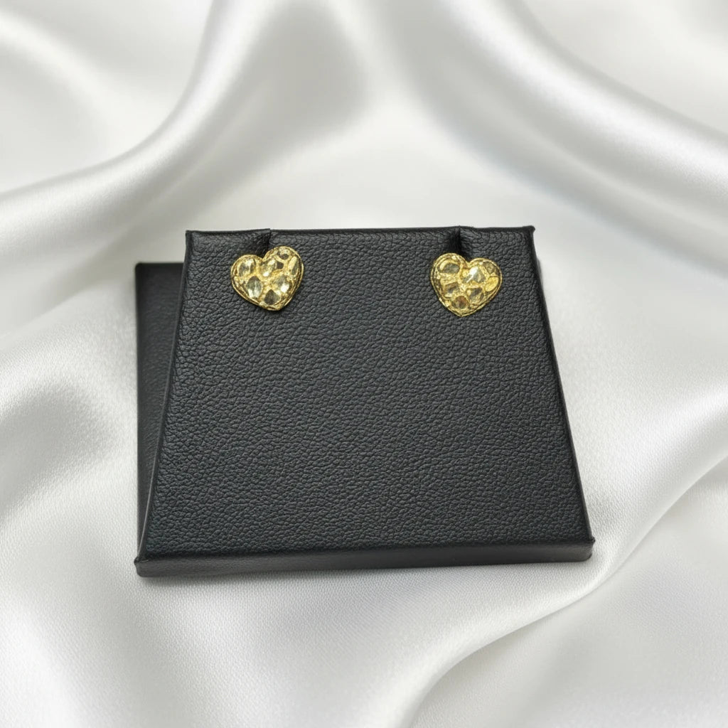 10k Nugget Heart Earrings
