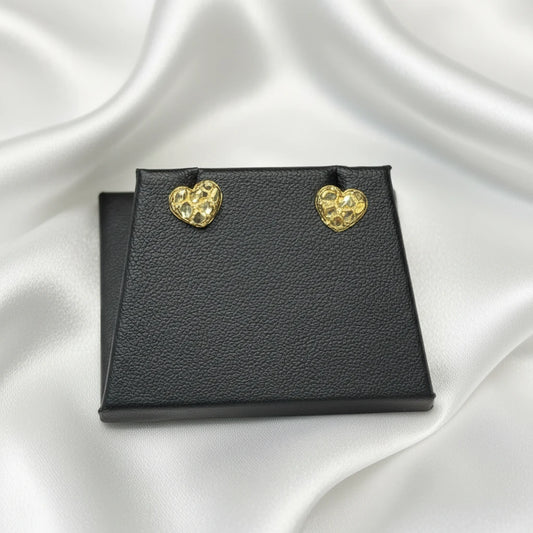 10k Nugget Heart Earrings