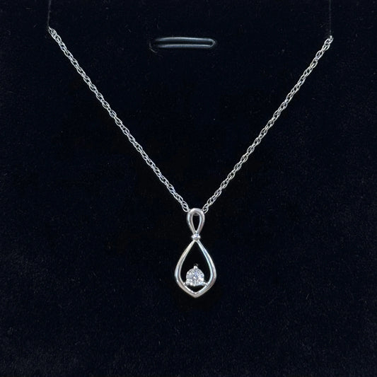 Sterling Silver Diamond Pendant Set