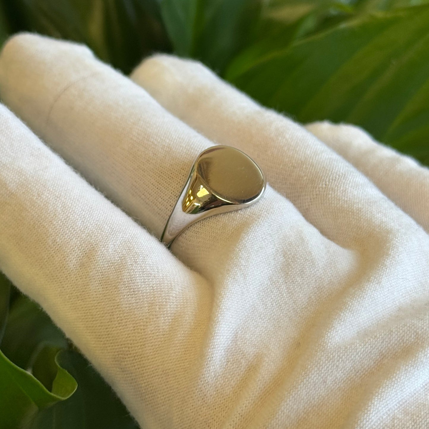 Sterling silver round signet ring