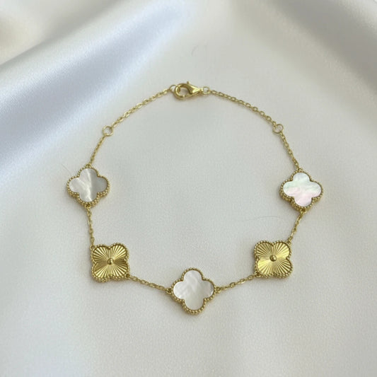 14k over Sterling Silver four leaf Clover Bracelet
