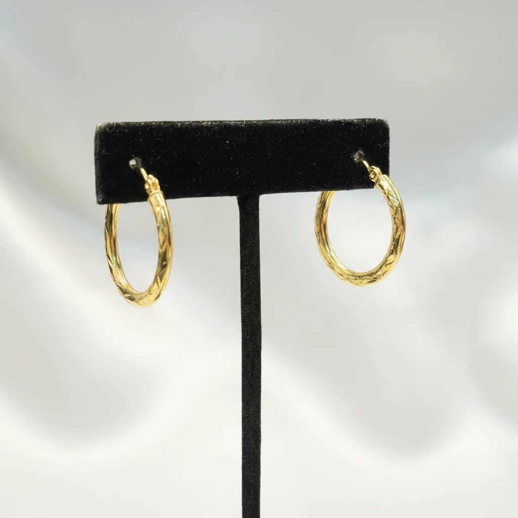 10k texture style hoop earrings