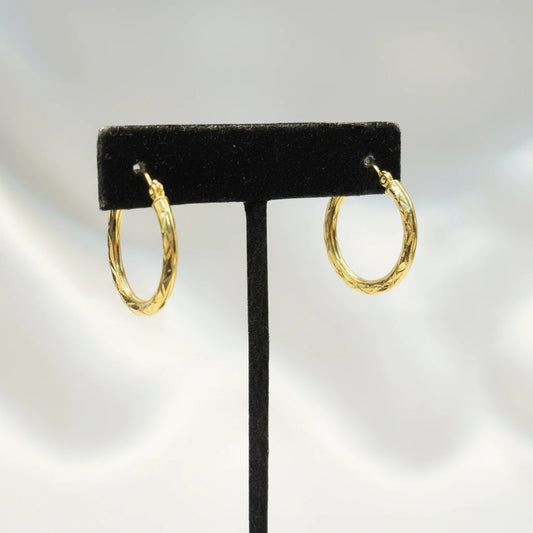 10k texture style hoop earrings