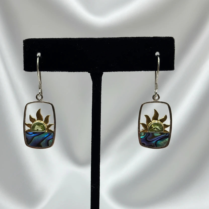 Sterling Silver Paua Shell & Peridot Earrings