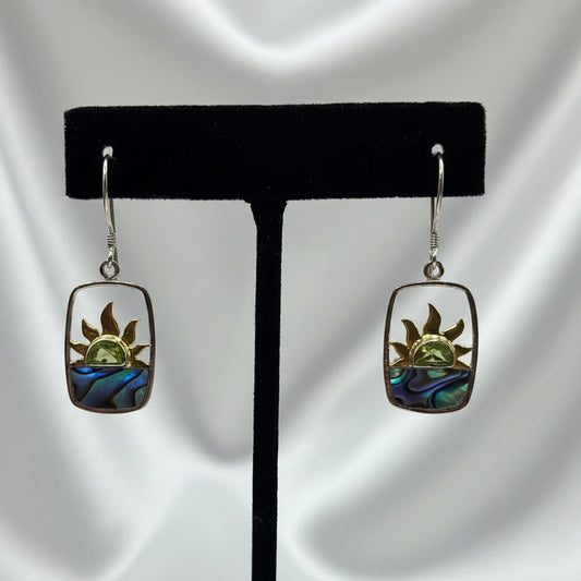 Sterling Silver Paua Shell & Peridot Earrings