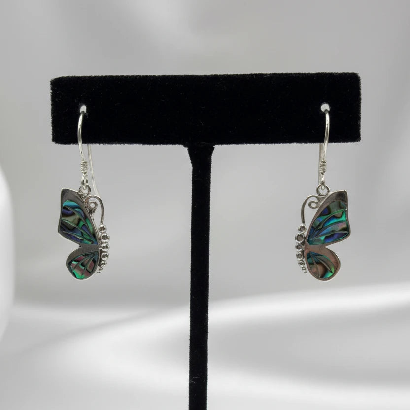 Sterling Silver Paua Shell butterfly earrings