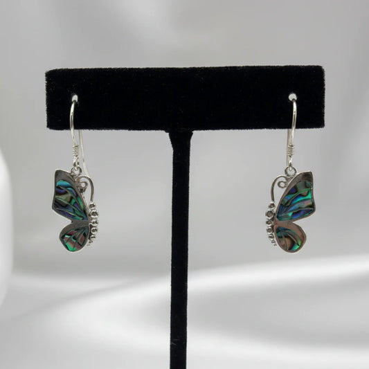 Sterling Silver Paua Shell butterfly earrings