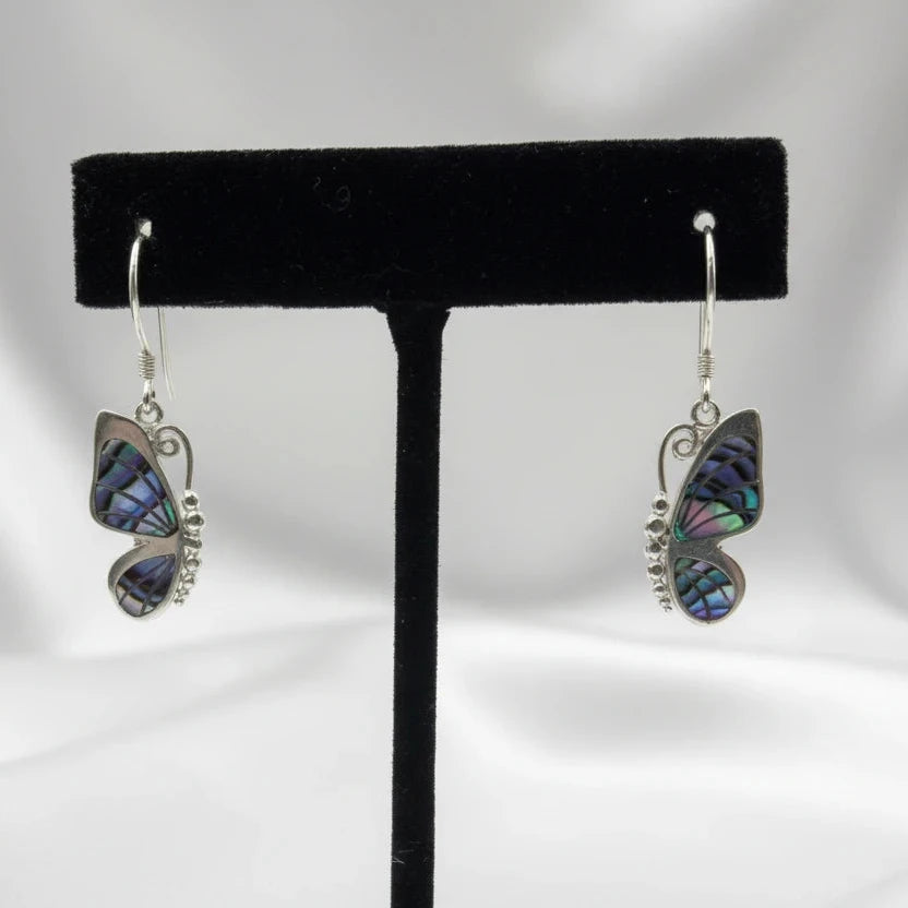 Sterling Silver Paua Shell Butterly Earrings