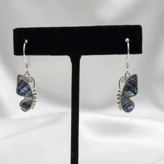 Sterling Silver Paua Shell Butterly Earrings