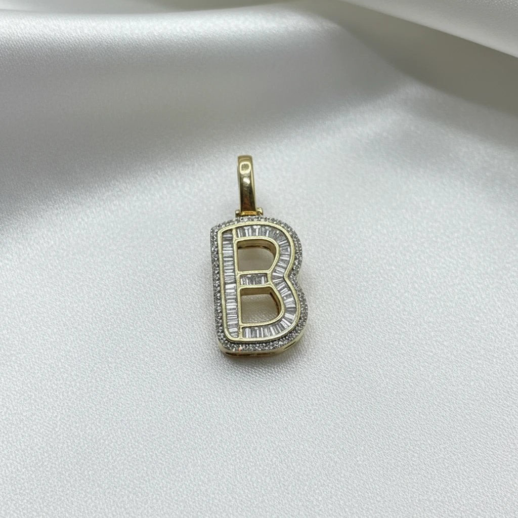 10k Diamond “B” Pendant