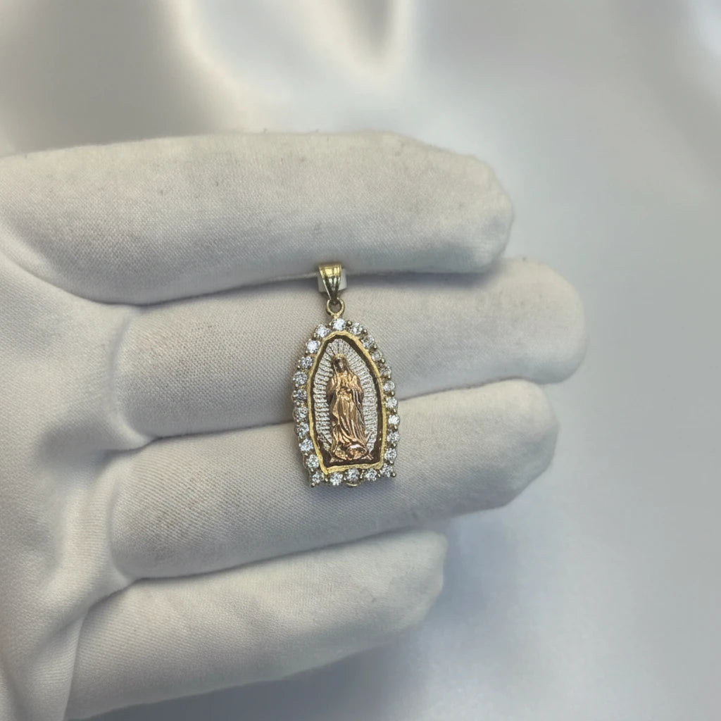 10k tri-color Virgin Mary pendant
