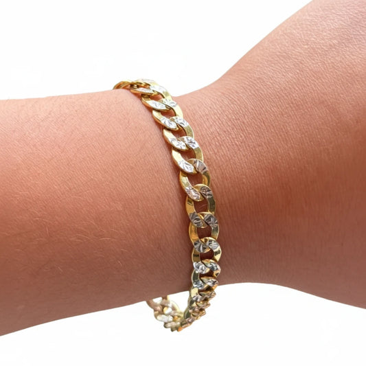10k Diamond Cut Curb Bracelet