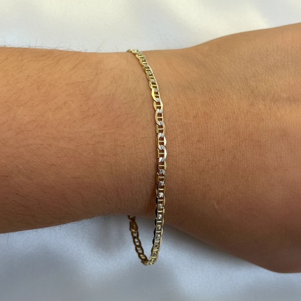 10k Diamond Cut Mariner Bracelet