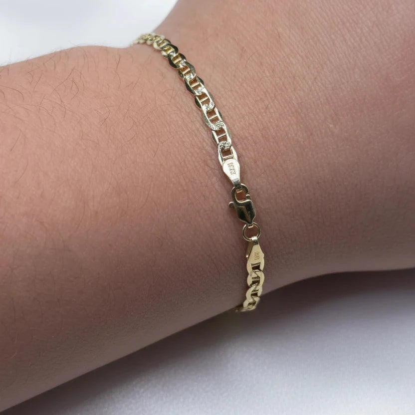 10k Diamond Cut Mariner Bracelet