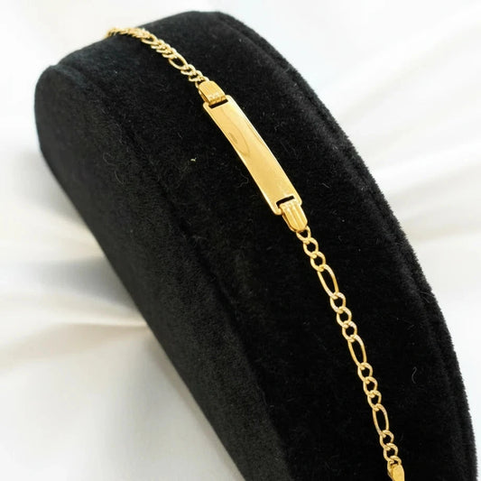 10k Baby ID Diamond cut Figaro Bracelet