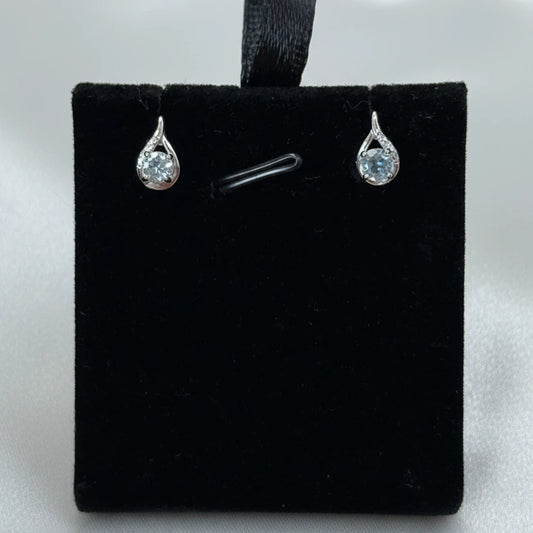 Sterling Silver Lab Diamond & blue Topaz Earrings