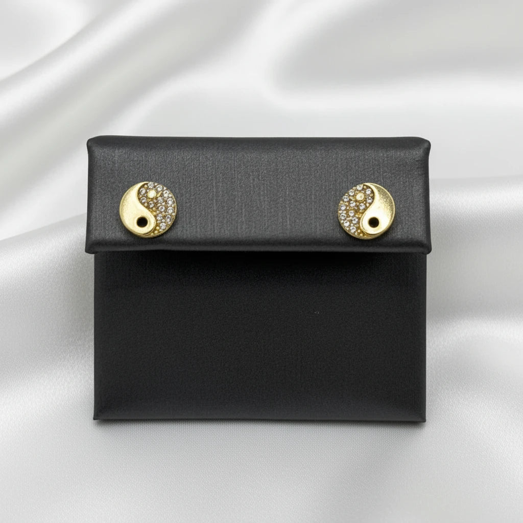 10k yin-yang cz earrings