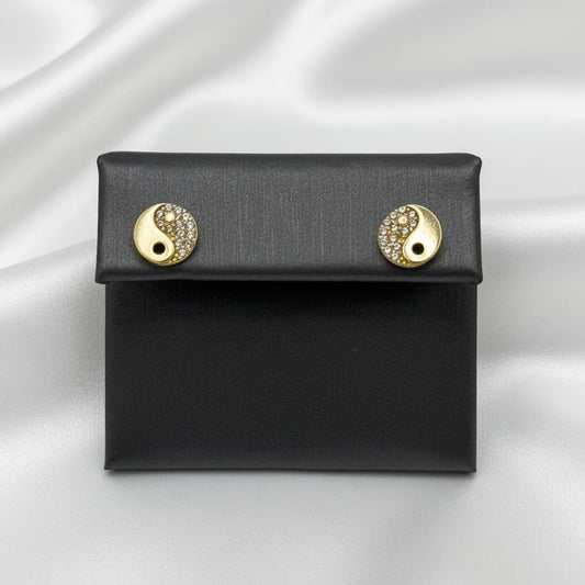 10k yin-yang cz earrings