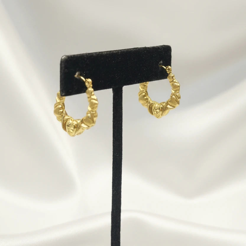 10k x heart hoop earrings